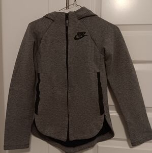 Nike grey and black zip-up hoodie jacket youth size L